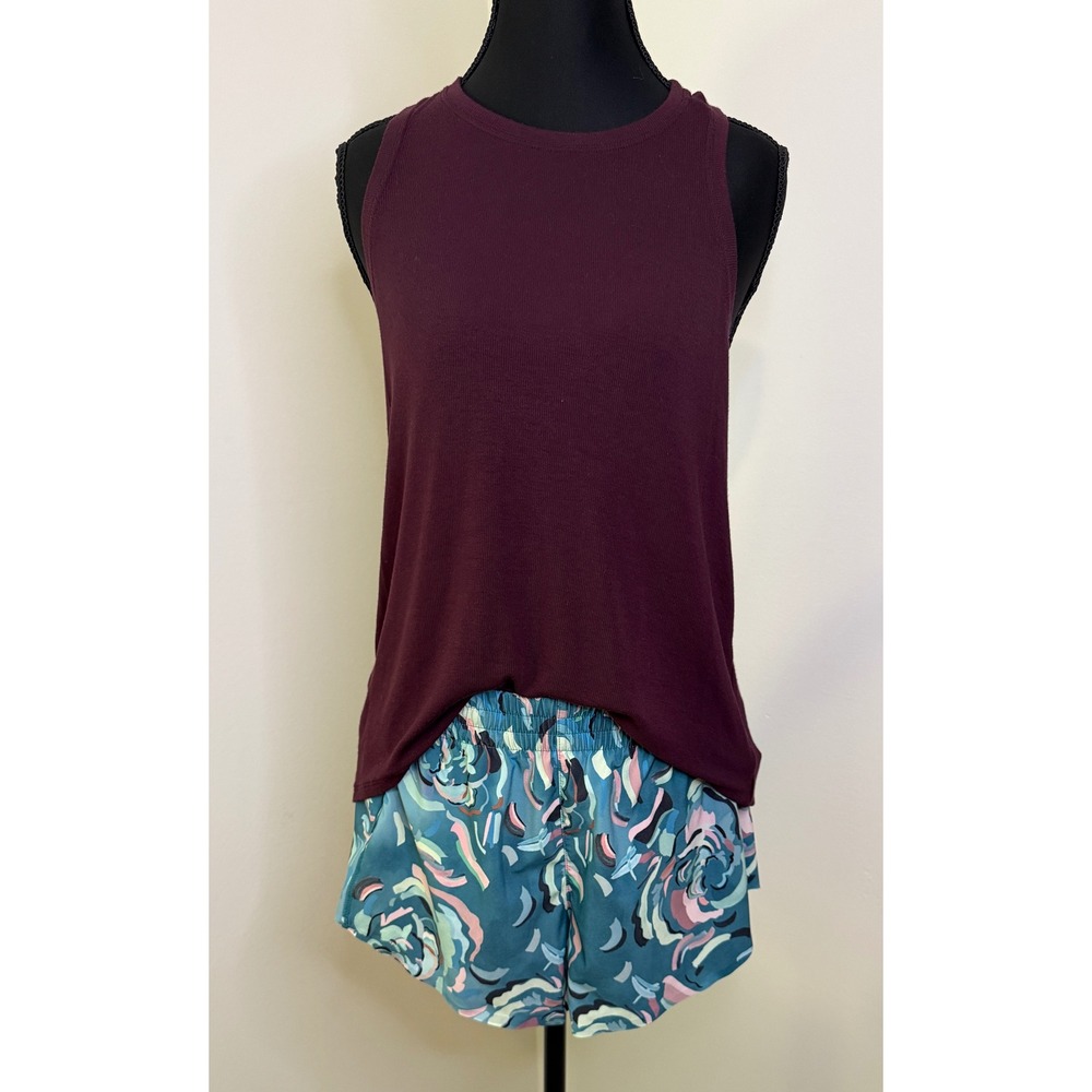 Athleta Bundle Deal Racerback Tank & Teal Floral Shorts Size M